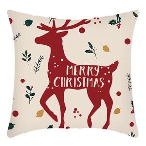 Quadratischer Weihnachts-Kissenbezug mit rotem Rentier und Merry Christmas Druck
