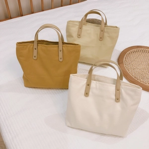 Vintage Canvas Handbag Tote Bag With Leather Handle Metal Rivets Zipper Closure Retro Square Commuter Bag For Women