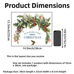 Detailed view of Merry Christmas wall decal with dimensions 38x32cm for festive home decor