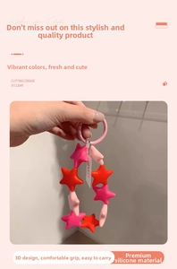 Close-up of colorful silicone star-shaped keychain accessories with high-quality texture