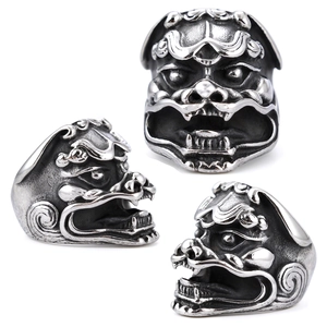 Vintage Fabelwesen Kylin Ring Edelstahl Geschnitzt Punk Retro Gothic Schmuck Für Herren