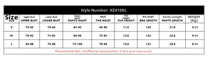 Size chart table with dimensions for sexy polka dot lace lingerie set and long dress