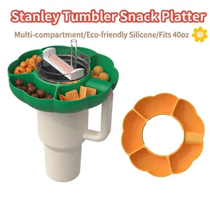 Silicone Snack Platter For Tumbler Cup Reusable Flower Shaped Multi Compartment Food Grade Accessory Dishwasher Safe