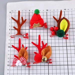 Weihnachts-Haarspangen-Set mit Rentiergeweih, Glocken und festlicher Dekoration