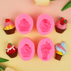 Moule en silicone rose pour desserts DIY en forme de glace à la fraise et cupcakes