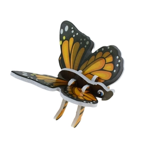 3D butterfly cardboard puzzle model for kids with orange and black insect wing patterns