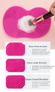 Macro detail of silicone brush cleaning pad with textured surface and soap foam