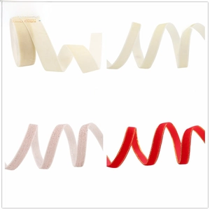 Detail view of colorful velvet ribbons in 25mm and 10mm widths for DIY gift wrapping bows