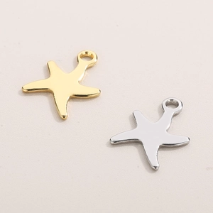 Polished stainless steel starfish pendants in gold and silver for DIY jewelry making