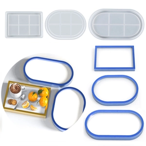 Moule En Silicone Pour Résine Époxy DIY Plateau Ovale Rectangle Plat De Rangement Outil De Bricolage Décor
