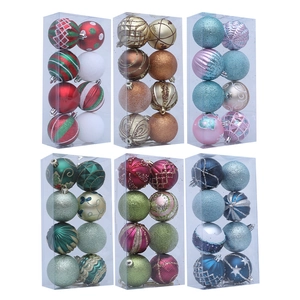 Christmas Tree Decoration Balls Set PET Painted Glitter Matte Hanging Ornaments For Holiday Party Decor Multi Color Style