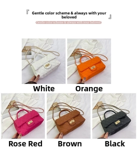 Quilted diamond square handbags with gold chain straps in five vibrant stylish colors