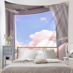 Détail d'une tapisserie bohème avec ciel nocturne rêveur pour décoration de chambre