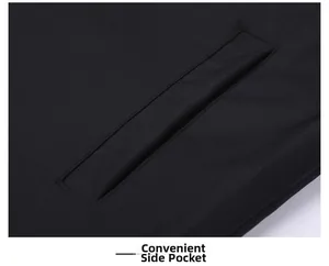 Macro shot of a functional side pocket on a black lightweight windbreaker jacket