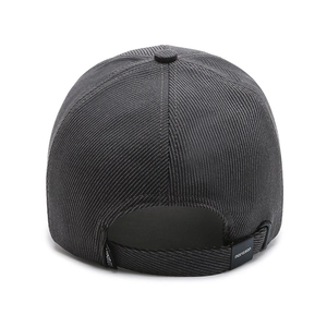 Deep grey adjustable baseball cap with texture detail and brand back strap buckle