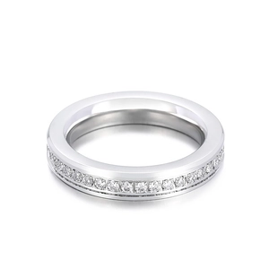 Elegant silver eternity ring with sparkling full circle micro-pave cubic zirconia diamonds