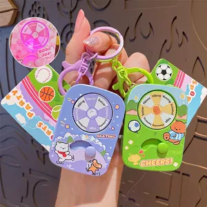 Cartoon Sports Pet Rotating Luminous Keychain ABS Alloy Decision Maker Dial Bag Pendant Toy