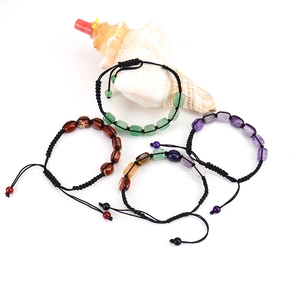 Handmade woven natural crystal stone bracelets with adjustable cord for yoga and healing