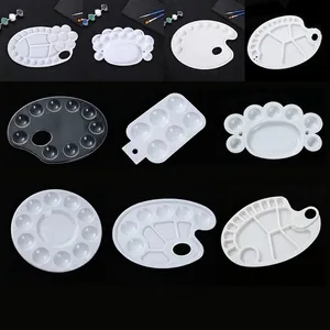 Plastic Paint Palette Mixing Tray Multi Well Thumb Hole For Watercolor Acrylic Oil Painting Art Students Professional