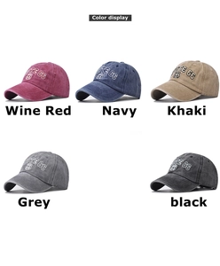 Detailed color display of vintage washed cotton Route 66 embroidered baseball caps