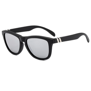 Polarized cycling sports sunglasses with classic black square frames and UV protection