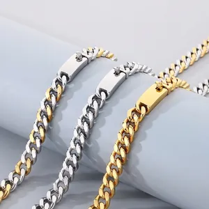 Collier Et Bracelet À Maillons Cubains Pour Hommes Femmes Acier Inoxydable 304 Bijoux Hip Hop