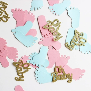 Baby Footprint Confetti Paper Glitter Oh Baby Gender Reveal Party Decorations For Baby Shower Table Decor Pink Blue Gold
