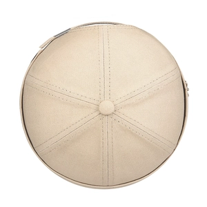 Khaki cotton maple leaf miki hat with adjustable strap and six-panel stitching design