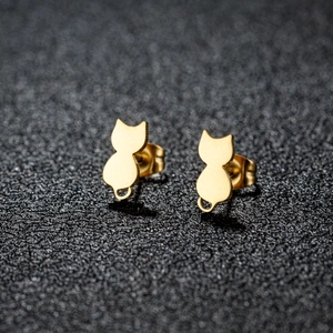 Minimalist Stainless Steel Cat Silhouette Stud Earrings Cute Kitten Animal Ear Jewelry For Women Teens Daily Wear Gift