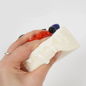 10cm realistic round mousse cake squishy toy with berries showing slow rebound texture