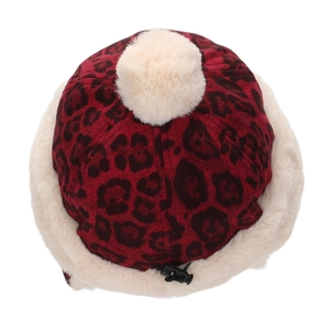 Chapeau d'hiver pour enfant à motif léopard avec doublure polaire et pompons en fourrure