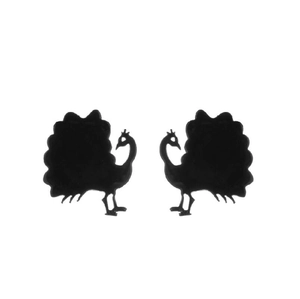 Minimalist black peacock silhouette stud earrings made of stainless steel for women