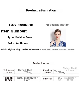 Detailed size chart and fabric specifications for this floral V-neck maxi dress