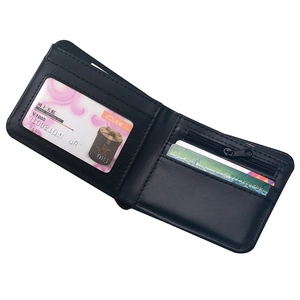 Vintage skull print bifold leather wallet with coin pocket and photo ID window