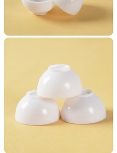 Set of three glossy white miniature bowls for DIY dollhouse food scenes