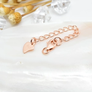 Rose gold S925 sterling silver lobster clasp extender chain with heart pendant