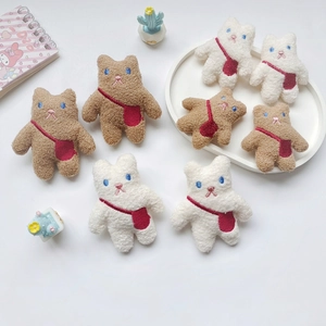 Kawaii Plush Bear Brooch Pin Cartoon Animal Embroidered Lamb Wool Soft Toy Decor For Backpack Clothing Hat Scarf Japanese Style