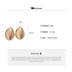 Polished golden irregular teardrop earrings with dimensions 4.5cm by 3cm and iron material