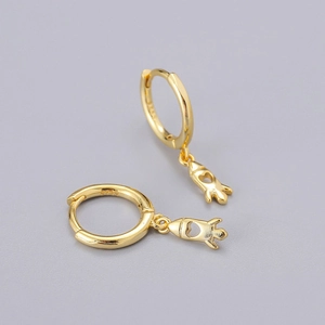 Detailed shot of gold-plated S925 silver rocket earrings with heart-shaped cutouts