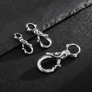 Stainless Steel Skull Head Pendant Keychain Lobster Clasp Hook Gothic DIY Jewelry Making Accessory Necklace Keyring