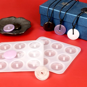 Silicone mold for DIY jade-style pendants featuring 9-hole square transparent design