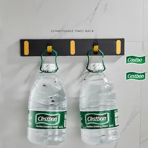 Strong load-bearing foldable wall hooks in black and gold aluminum for hanging coats