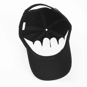 Detail view of the soft washed cotton baseball cap interior showing stitching and fabric