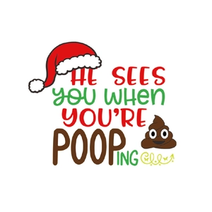 Christmas Santa hat wall sticker with humorous text for bathroom home decor