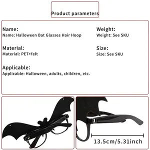 Halloween bat glasses headband made of black felt and PET for party costume accessories