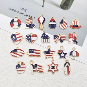 USA flag enamel heart and star charms for Independence Day DIY jewelry making set