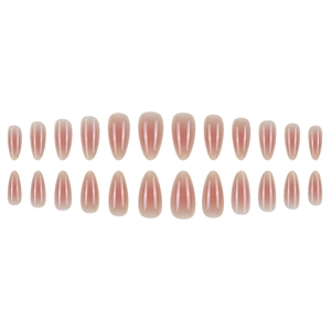 Elegant almond shaped blush gradient press-on nails with polished glossy finish 24pcs set