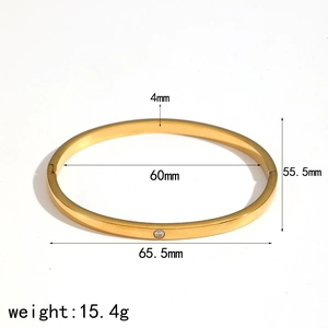 Detailed size chart for gold stainless steel bangle with 60mm inner diameter and 15.4g weight