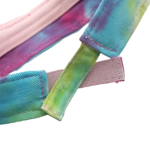 Rainbow tie-dye open top sports visor with adjustable velcro strap for outdoor running