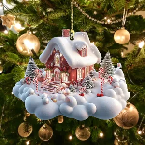Christmas dream cloud house acrylic hanging ornament for car interior and festive decor